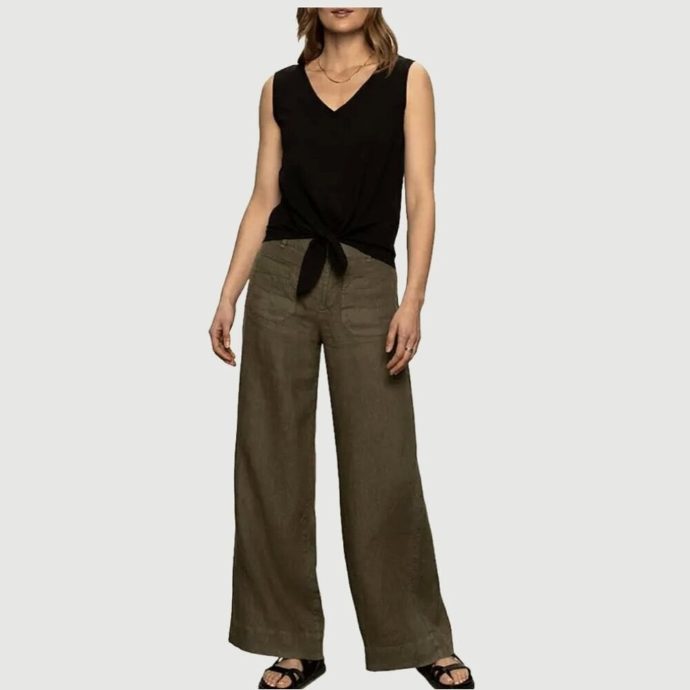 Sanctuary the Marine Linen Wide Leg Pants, Kalamata 10 NWT